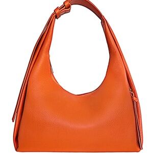 NEW TOTE LE MONDE Genuine Leather Orange Barcelona Handbag w/Dust Cover